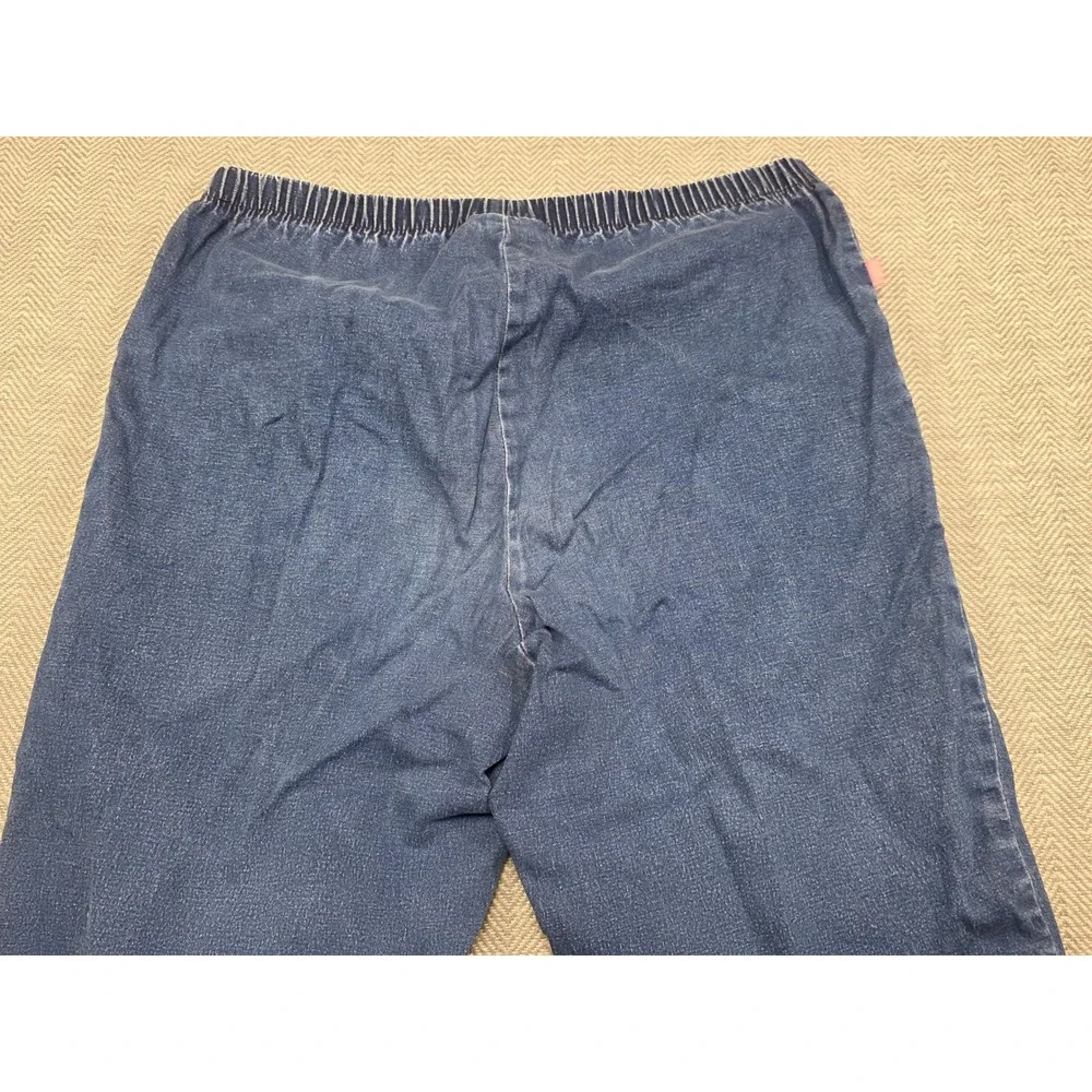 Woman Within Womens 14W‎ Blue Denim Pull On Capri Pants Elastic Waist Stretch